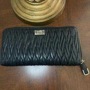 Coach Black Textured Zip Wallet